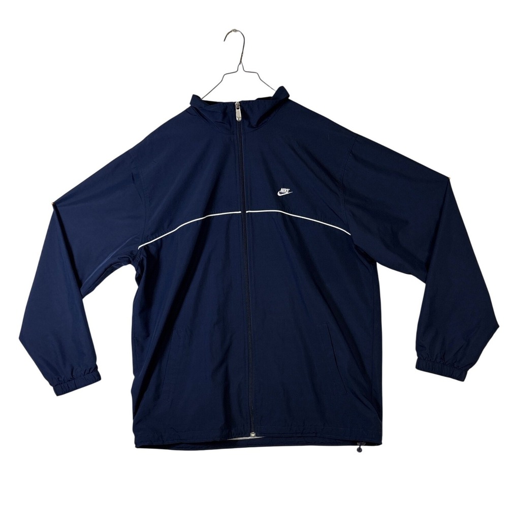Nike Mens XL Navy Blue Full Zip Windbreaker Jacket Jersey Lined 229588-452